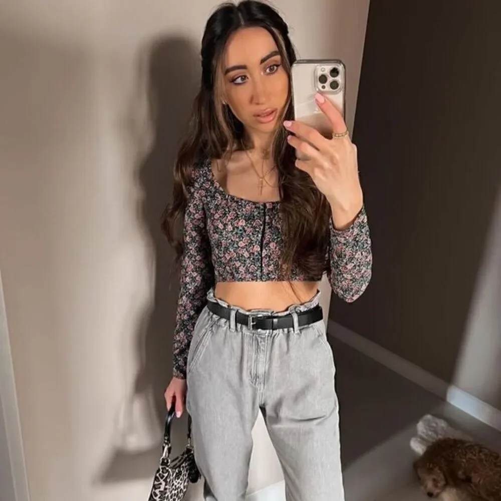ZARA FLORAL PRINT CROP TOP‎
